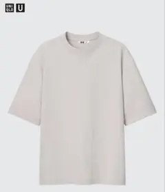 UNIQLO U エアリズムコットンオーバーサイズTシャツ 5分袖 ライトグレー