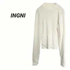 3103M　イング　長袖ニット　セーター　リブ　トップス　シンプル　M　無地　白