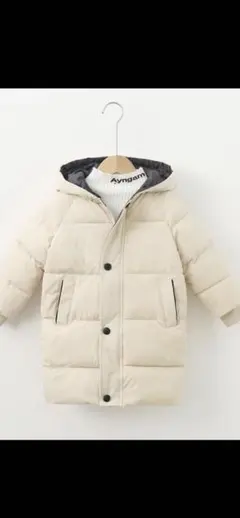 ベージュ フード付き ダウンコート　150