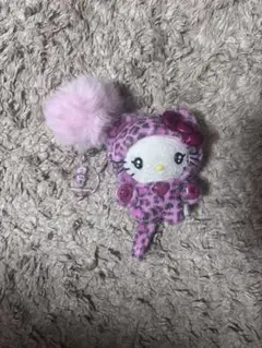 ハローキティーヒョウ柄ギャル猫ぬいぐるみ(エスターバニー付き外すことも可)