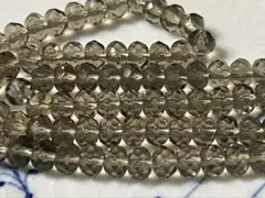 蔵出し　チェコガラス　ボタンカットビーズ　5×7㎜ 86個　一連　グレー