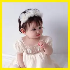 761　花かんむり　赤ちゃん　カチューシャ　ヘアバンド　ベビー　キッズ　レース