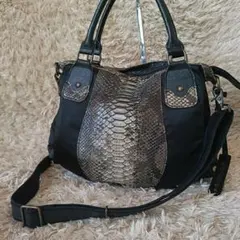 FURLA ホーボーバッグ パイソン型押し ヘビ柄 ブラウン 1747 フルラ 