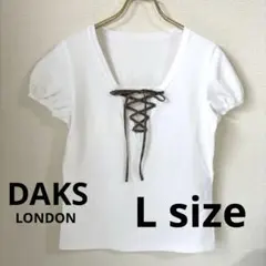DAKS ダックス 半袖 カットソー Tシャツ チェック リボン　ホワイト　40のサムネイル