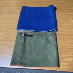 フリース ネックウォーマー 2点セット 青 緑