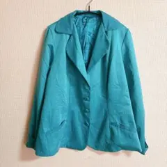 レディース トップス ターコイズ色 ボタン付きジャケット 海外古着 一点物