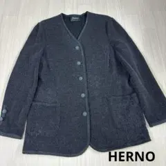 HERNO ヘルノ　グレー ノーカラージャケット　コート　カーディガンのサムネイル