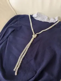 ロングネックレス ホワイト パール風ビーズ