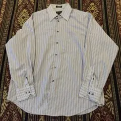 90s axcess 長袖シャツ ストライプシャツ 白 青 グレー