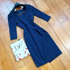 美品ダイアンフォンファステンバーグ　ワンピース　ネイビー　ストレッチ　0