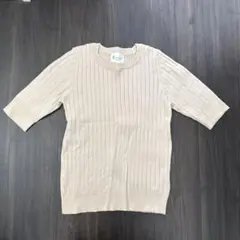 ROPE PICNIC organic 半袖 リブニット ベージュ 38