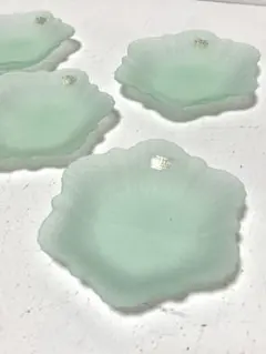 たち吉リッチフィールドガラス皿 5枚セット ミントグリーン 花びら型