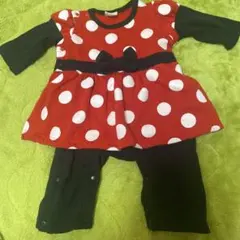 赤と黒の水玉ロンパース・カバーオール