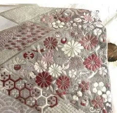 袋帯　正絹　刺繍入りお洒落袋帯　ラベンダー　 刺繍入り 花文様 着物 和装 KK