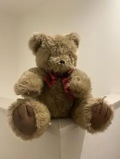 クマのぬいぐるみ 赤いリボン付き