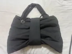 Liliyリボンデザイン 黒 トートバッグ