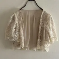 上品！ベージュ　レースカーディガン ボレロ　Mサイズ