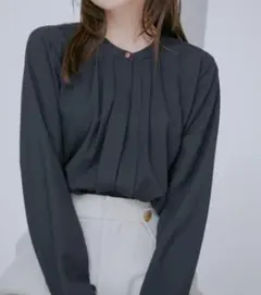 VIS　フロントタック長袖ブラウス　2WAY Ｌサイズ