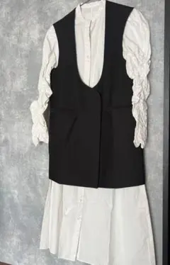 Ameriアメリ CURVE LINE VEST SET SHIRT DRESS