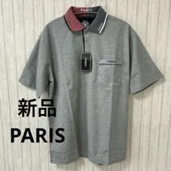 新品 パリス　PARIS ポロシャツ　半袖　L グレー　ボーダー　メンズのサムネイル