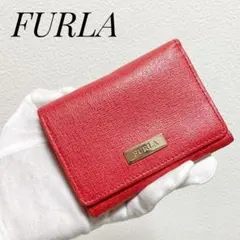 コンパクトサイズ❗️FURLA フルラ✨財布 三つ折財布 定期入れ レッド赤大容量