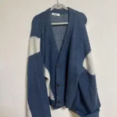 mideal mix color cardigan blue×white