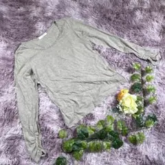 【ショコラフィネローブ】長袖シャツ　カットソー　ベージュ　free　コットン