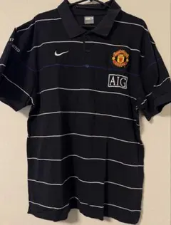 08-09 マンチェスターユナイテッド　ナイキ　ポロシャツ　ボーダー XLサイズ