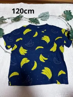 子供　120cm Tシャツ　半袖　バナナ　可愛い　兼用　紺色　夏