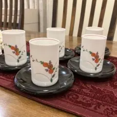 香蘭社湯呑み　木製茶托　5組