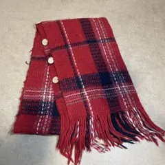 【美品】マフラー　赤　チェック
