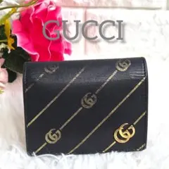 GUCCI 二つ折り財布 リボン GGマーモント ブラック - メルカリ