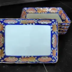 幸楽窯　伊万里焼　献上手古伊万里鳳凰　金襴手　金彩鳳凰牡丹文様　皿　５枚