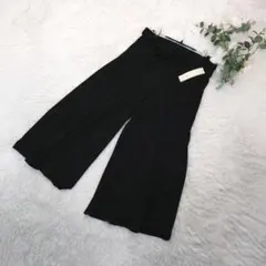 ジボール ワイドパンツ(LL) 黒 バックゴム リボン付 洗える フェミニン