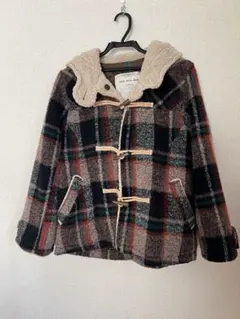 チェック柄フリースダッフルコート