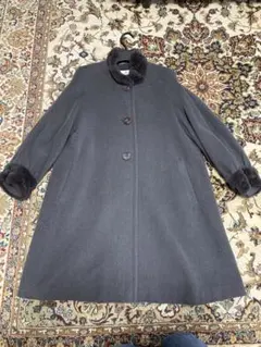 カシミヤ100% ミンクファー ロングコート　黒　グレージュ　9 M L