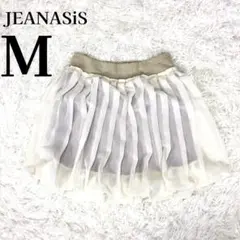 ジーナシス プリーツ シフォン ミニスカート M相当 ホワイト 裏地濃ベージュ
