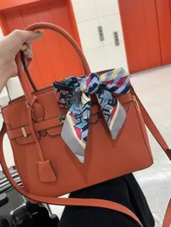 お値下げ中！　オレンジ　2way バッグ　スカーフ付き