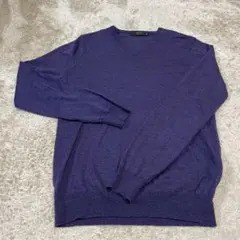 【美品】VNECKパープル ニットセーター イタリア製