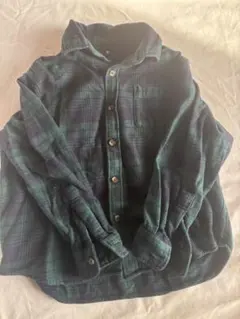 UNIQLO キッズ　フランネルチェックシャツ　グリーン×ネイビー