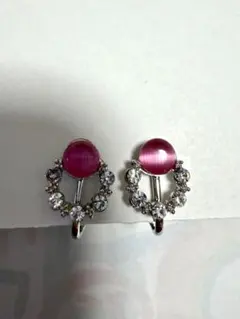 ピンクストーン クリスタル イヤリング