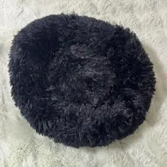 犬猫用ふわふわペットベッド　ブラック　直径約40cm 00018