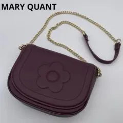 マリークワント ショルダーバッグ チェーンショルダー レザー フラワーロゴ 赤色