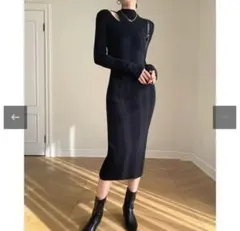 インポート ワンショルダーニットワンピース