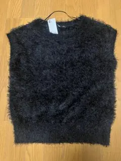 GU フェザーヤーン ニットプルオーバー ベストL ブラック