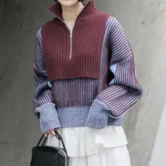 美品♪KBF『WEB/一部店舗限定カラー』レイヤードハーフZIPニット