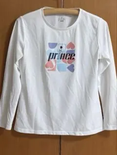 prince ロゴプリント 長袖Tシャツ ホワイトＬ