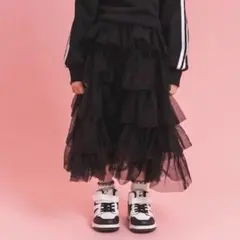 アーバンチェリー　チュールスカート　ロング　ブラック 130cmのサムネイル