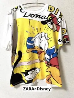 【ZARA×ディズニー】希少品 ドナルドダック　プリント Tシャツ M 大きいのサムネイル