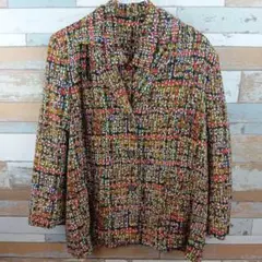 ハンドメイド　カラフルな総柄ジャケットとシャツ２枚セット　ゆったりサイズ
